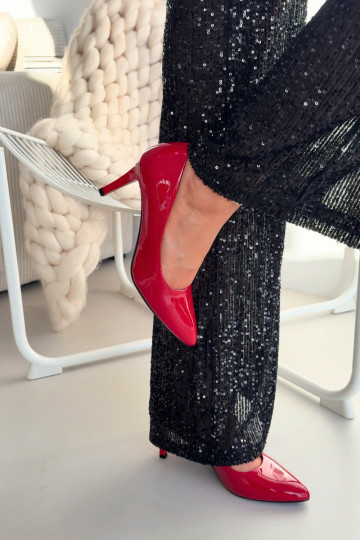 Scarpe con tacco rosse effetto vernice Sergio Leone 1336 2
