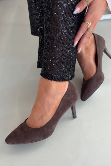 scarpe col tacco alto in ecopelle scamosciataoAe Sergio Leone 1336 CzekoladoAe