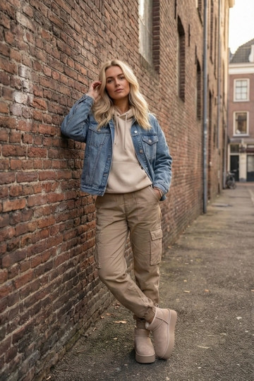 Stivali da neve FemminileAbilitatoturalnego dalla pelle scamosciatau beige Deveirene