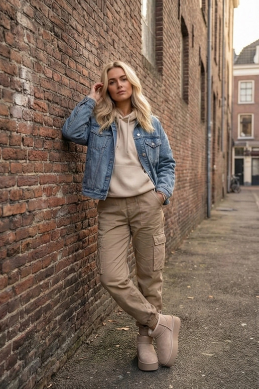 Stivali da neve FemminileAbilitatoturalnego dalla pelle scamosciatau beige Deveirene