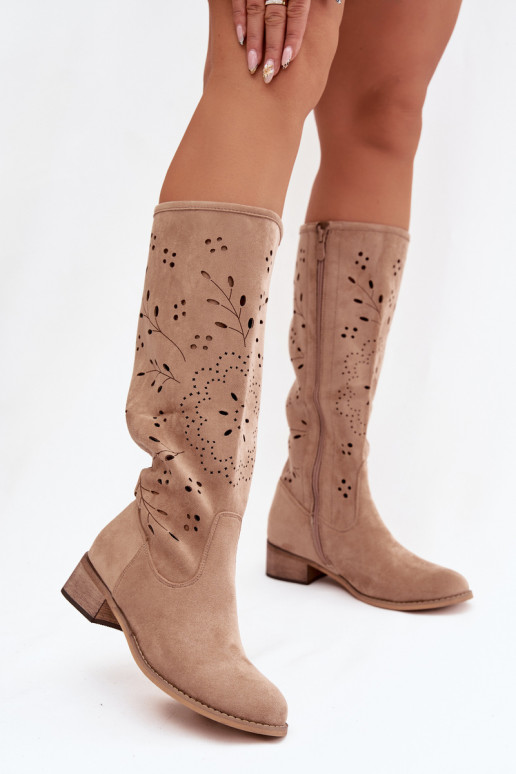 con elementi traforati stivali da donna Klocke colore kaki Helinna