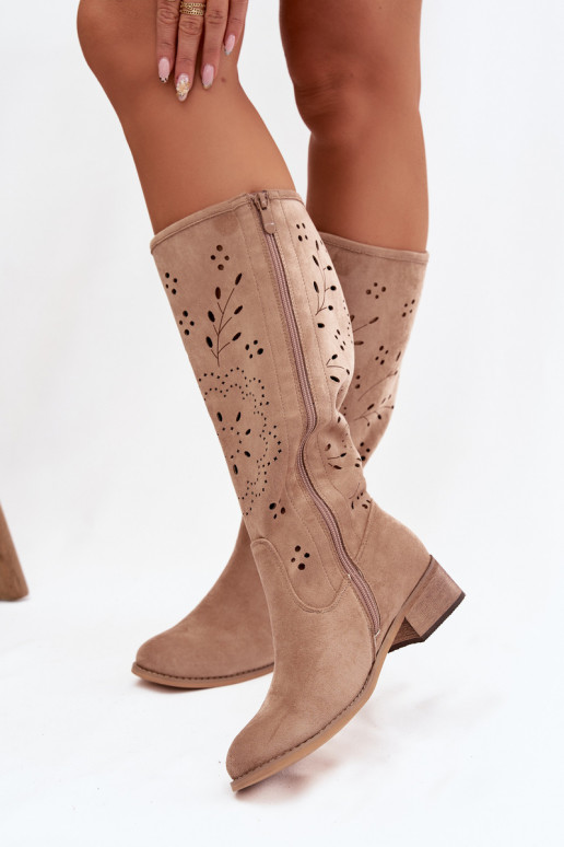 con elementi traforati stivali da donna Klocke colore kaki Helinna