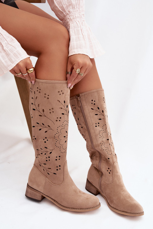 con elementi traforati stivali da donna Klocke colore kaki Helinna