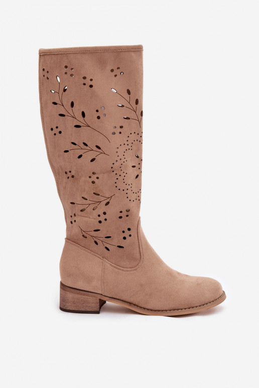 con elementi traforati stivali da donna Klocke colore kaki Helinna