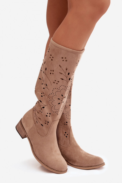 con elementi traforati stivali da donna Klocke colore kaki Helinna