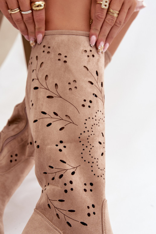 con elementi traforati stivali da donna Klocke colore kaki Helinna