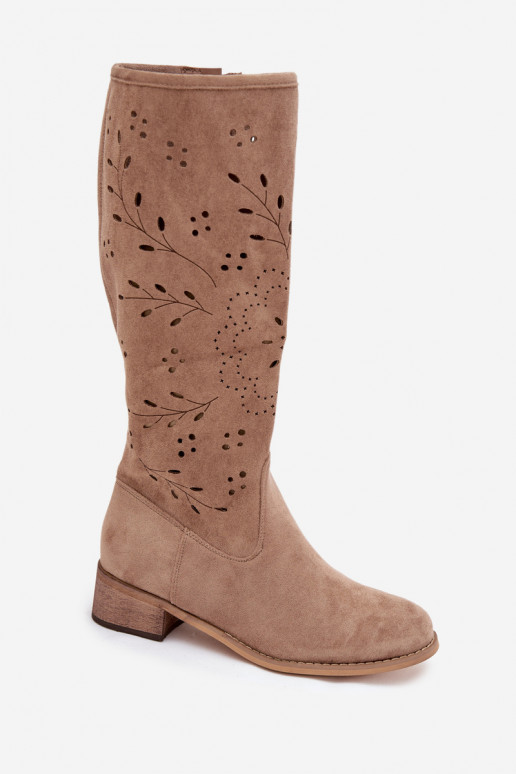 con elementi traforati stivali da donna Klocke beige Helinna