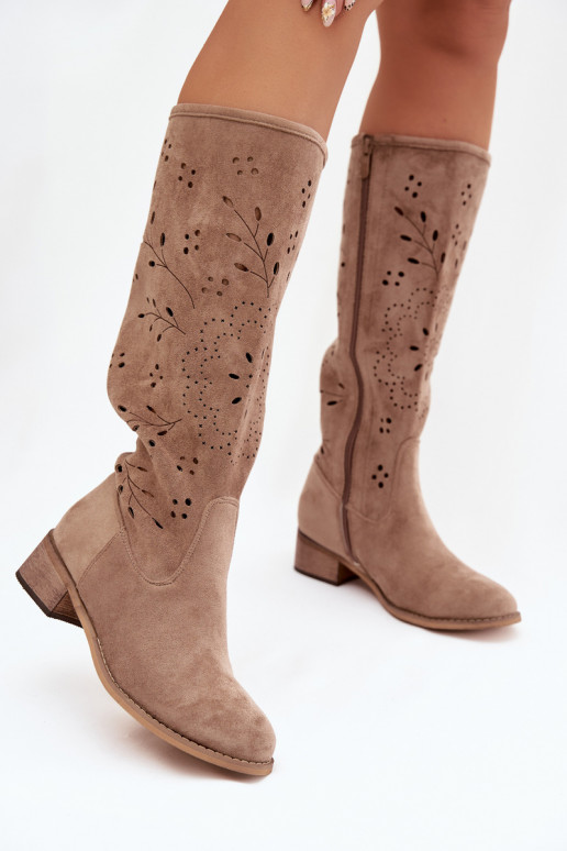 con elementi traforati stivali da donna Klocke beige Helinna