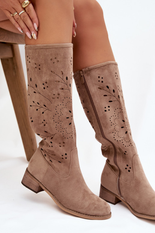 con elementi traforati stivali da donna Klocke beige Helinna