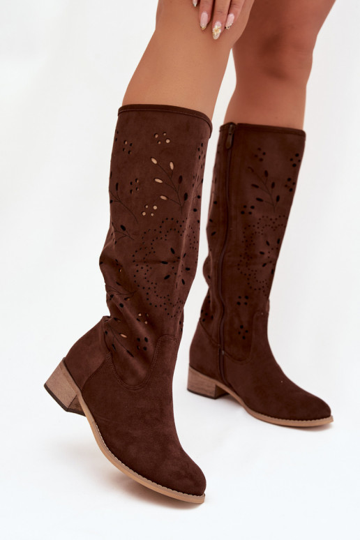 con elementi traforati stivali da donna Klocke CzekoladoAe Helinna