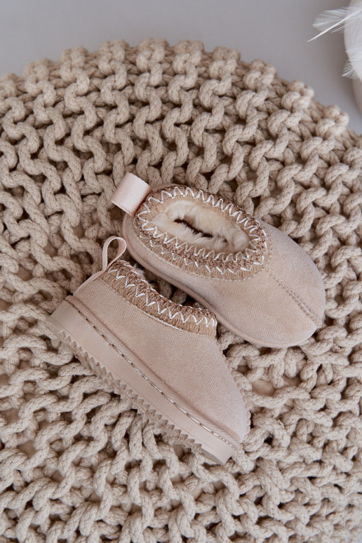 Stivali da neve Stivali Infantile con una piattaforma riscaldamento con pelliccia all interno colore avorio Vilabria