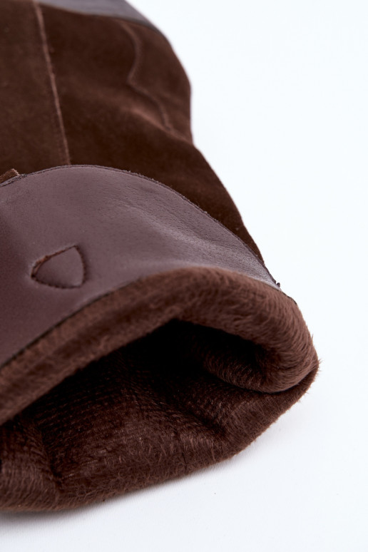 Pelle dalla pelle scamosciata stivali stile coAboy Femminile riscaldamento CzekoladoAe Urselle