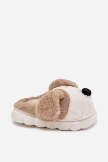 Pantofole color sabbia per bambino con pelliccia "Cuccioli" Farnise 2