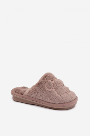 Pantofole color sabbia per bambino con pelliccia Norene