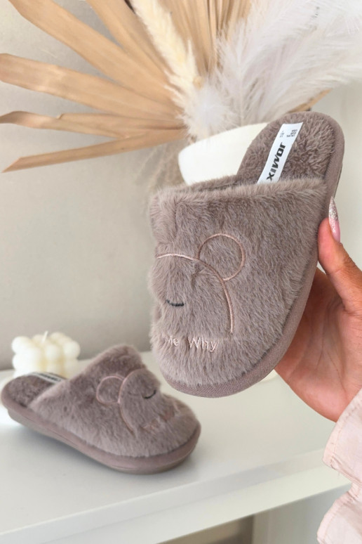 Pantofole color sabbia per bambino con pelliccia Norene