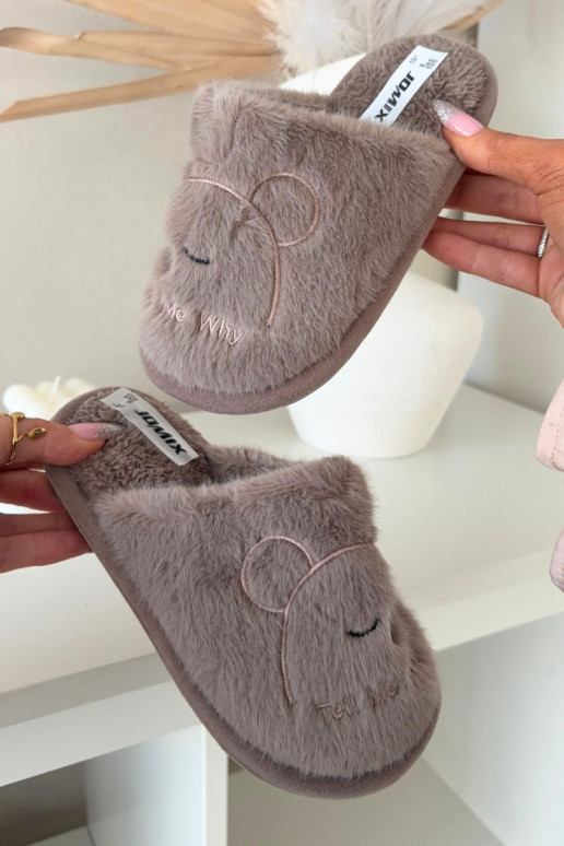 Pantofole color sabbia per bambino con pelliccia Norene