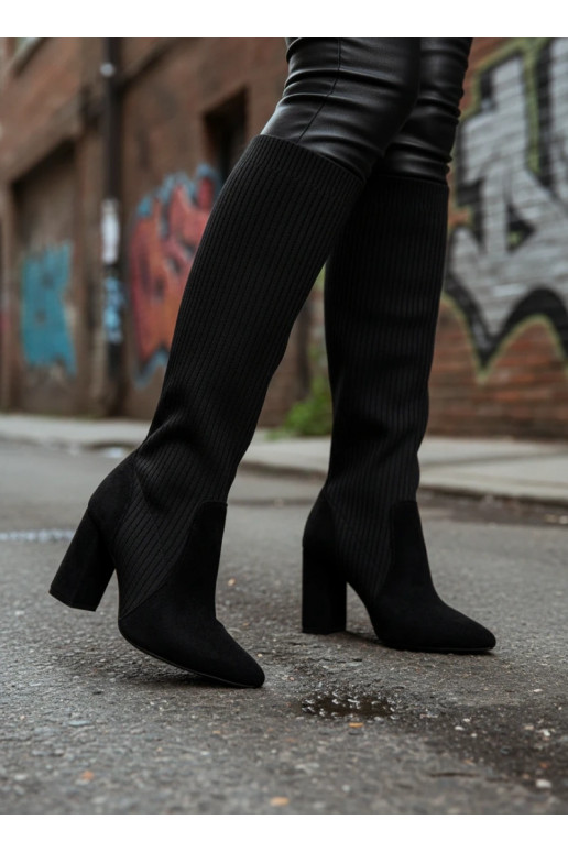 Stivali alti neri da donna con tacchi Yserine