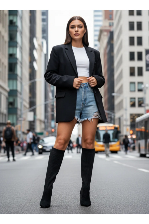 Stivali alti neri da donna con tacchi Yserine