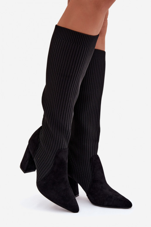 Stivali alti neri da donna con tacchi Yserine