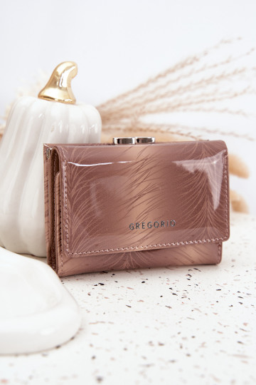 Portafoglio lucido da donna con glitter color avorio Cermina