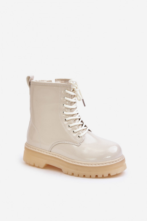 riscaldamento Stivali Infantile con effetto vernice Al Castello beige Novita