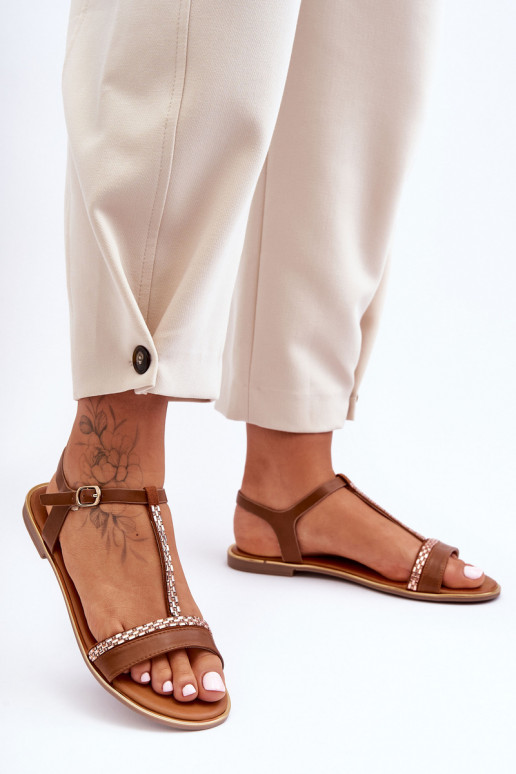 Sandali da donna con gli occhi scintillanti colore marrone Penna