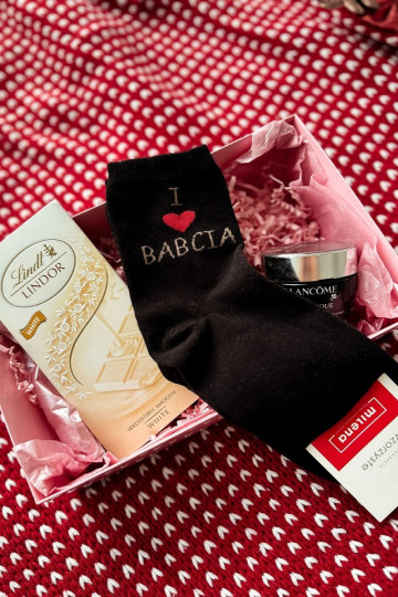 Calze donna con scritta "I Love Babcia" color nero