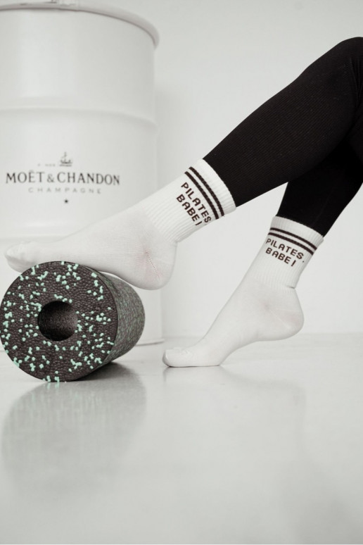 Calzini Femminilecolore marronem Abilitatopisem PILATES, BABE! colore avorio