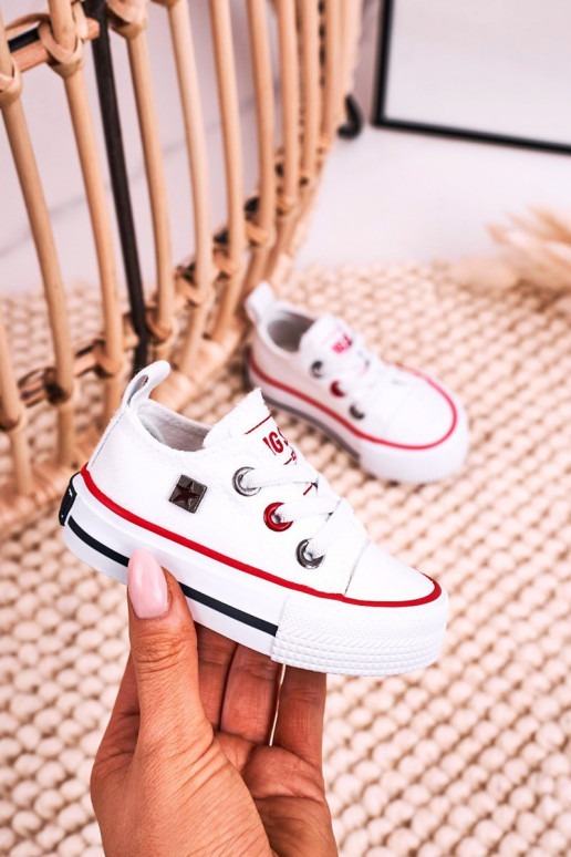 Infantile Elegantello classico scarpe da ginnastica con suola piatta BIG STAR HH374193 Colore bianco