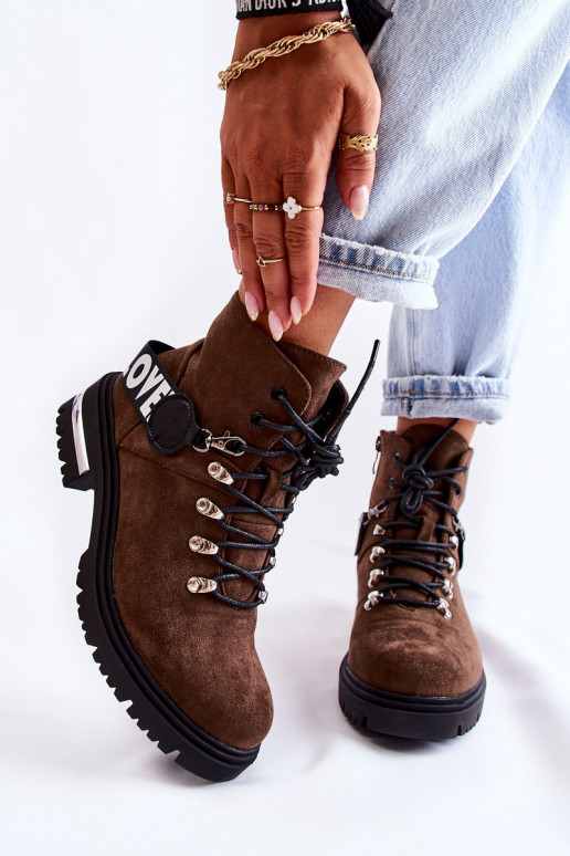 dalla pelle scamosciata riscaldamento Stivali con cinghie Deverrone scuro Aurelio