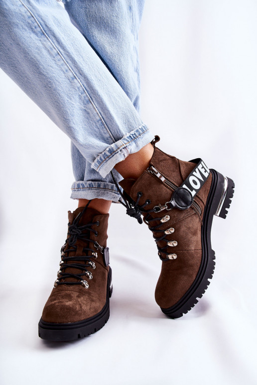 dalla pelle scamosciata riscaldamento Stivali con cinghie Deverrone scuro Aurelio