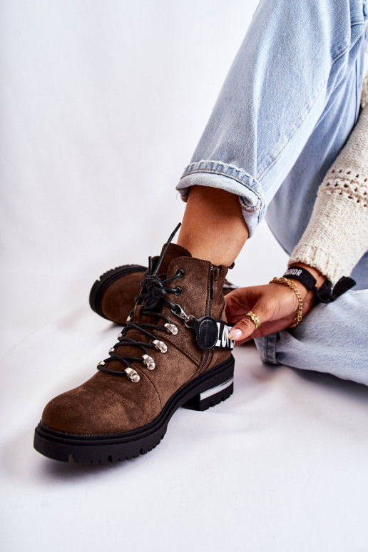 dalla pelle scamosciata riscaldamento Stivali con cinghie Deverrone scuro Aurelio