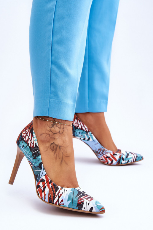 Alla moda Pelle scarpe col tacco alto LeAski Shoes 2659 verde-colore blu