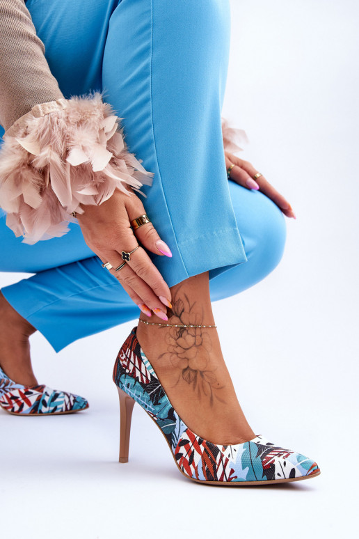 Alla moda Pelle scarpe col tacco alto LeAski Shoes 2659 verde-colore blu