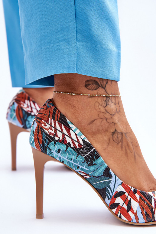 Alla moda Pelle scarpe col tacco alto LeAski Shoes 2659 verde-colore blu