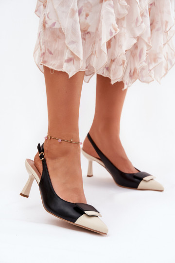 Stile elegante scarpe col tacco alto con ornamenti Eko Pelle colore nero Ottoles 2