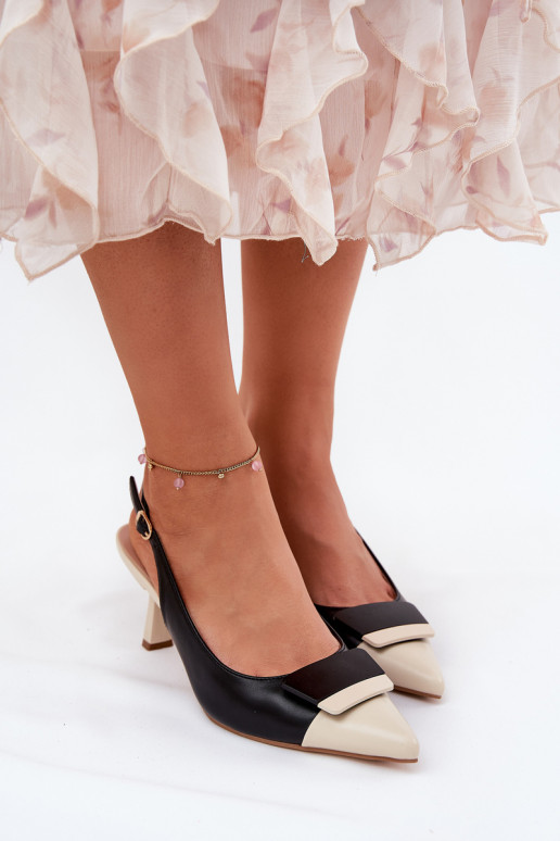 Stile elegante scarpe col tacco alto con ornamenti Eko Pelle colore nero Ottoles