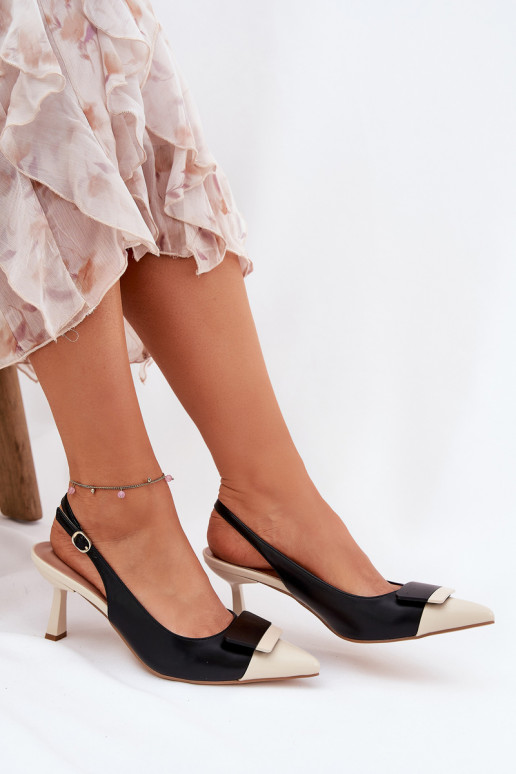 Stile elegante scarpe col tacco alto con ornamenti Eko Pelle colore nero Ottoles