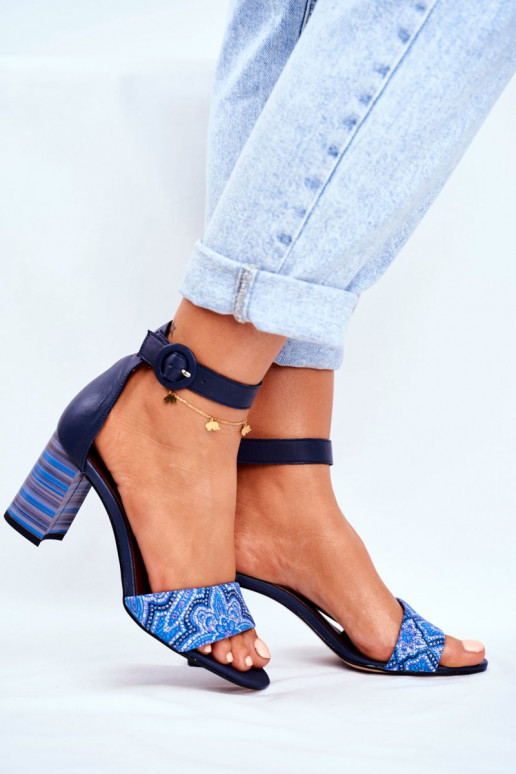 Sandali da donna in pelle naturale blu scuro 04235-17/00-5