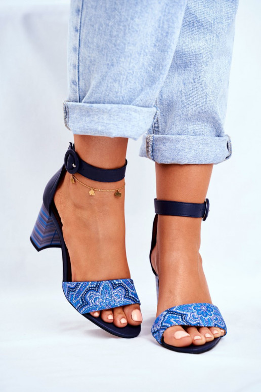 Sandali da donna in pelle naturale blu scuro 04235-17/00-5