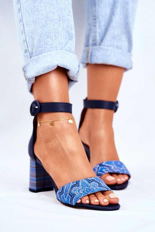 Sandali da donna in pelle naturale blu scuro 04235-17/00-5