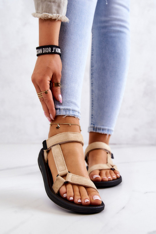 Femminile dalla pelle scamosciata Stile sportivo sandali beige Harris