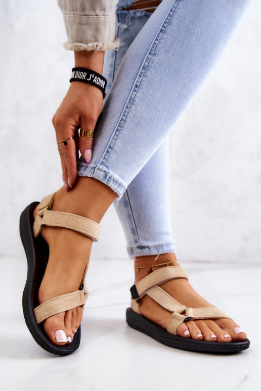 Femminile dalla pelle scamosciata Stile sportivo sandali beige Harris