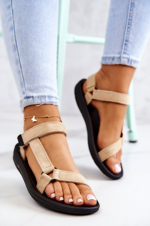 Femminile dalla pelle scamosciata Stile sportivo sandali beige Harris