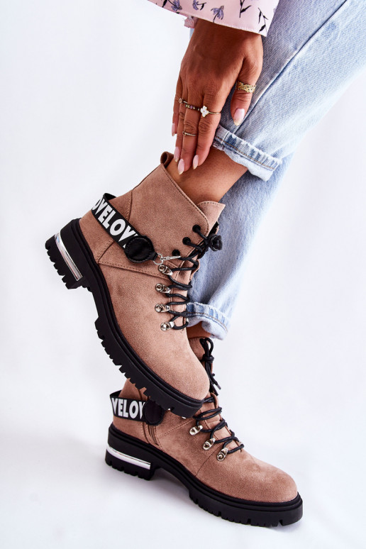 dalla pelle scamosciata riscaldamento Stivali con cinghie colore marrone Aurelio