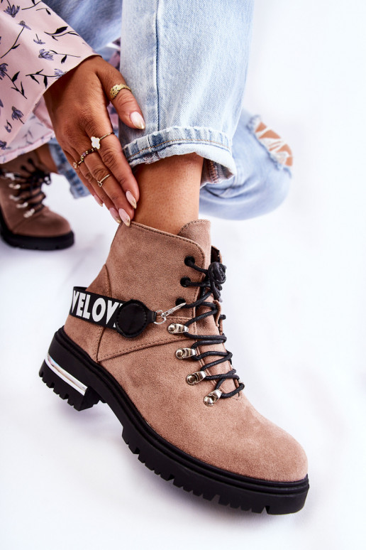 dalla pelle scamosciata riscaldamento Stivali con cinghie colore marrone Aurelio