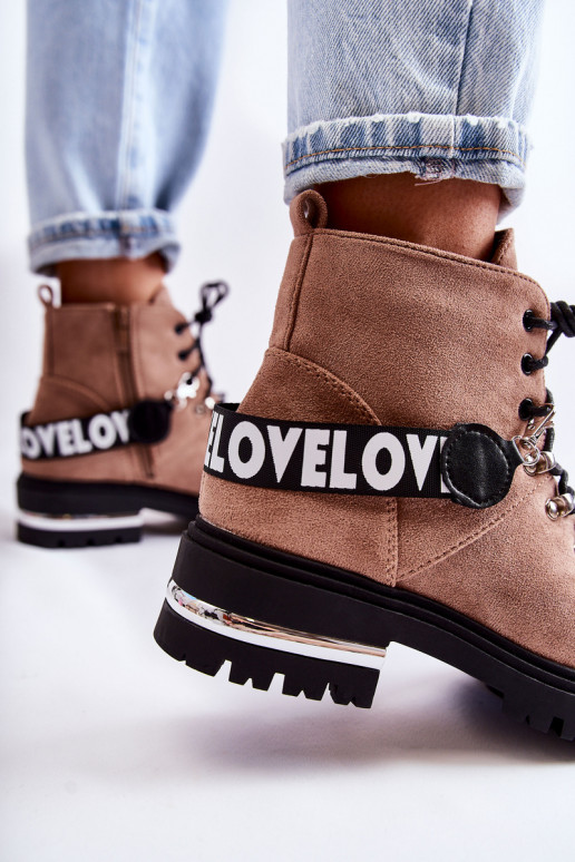 dalla pelle scamosciata riscaldamento Stivali con cinghie colore marrone Aurelio