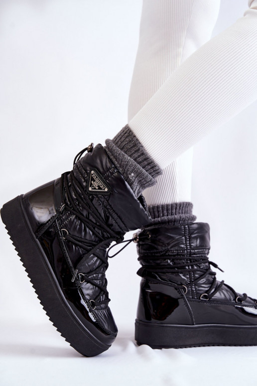 Femminile Alla moda Stivali da neve con lacci colore nero Carrios