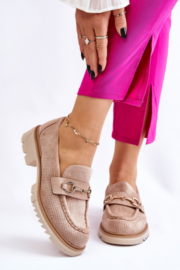 Elegantello classico Femminile scarpe Mocassini beige Kolton 2