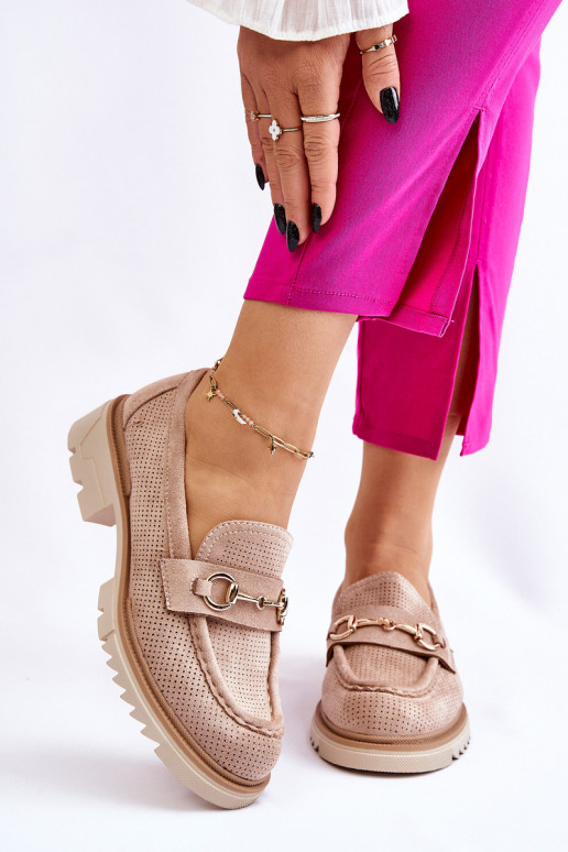 Elegantello classico Femminile scarpe Mocassini beige Kolton